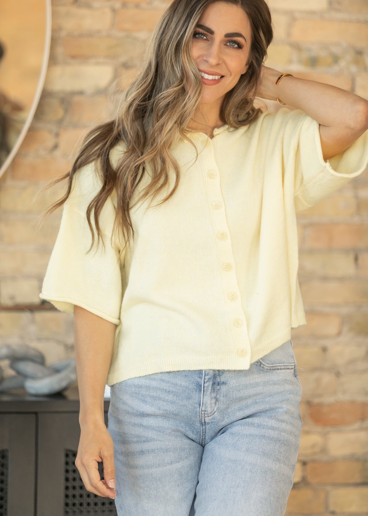 Yellow Lightweight Short Sleeve Cardigan - FINAL SALE