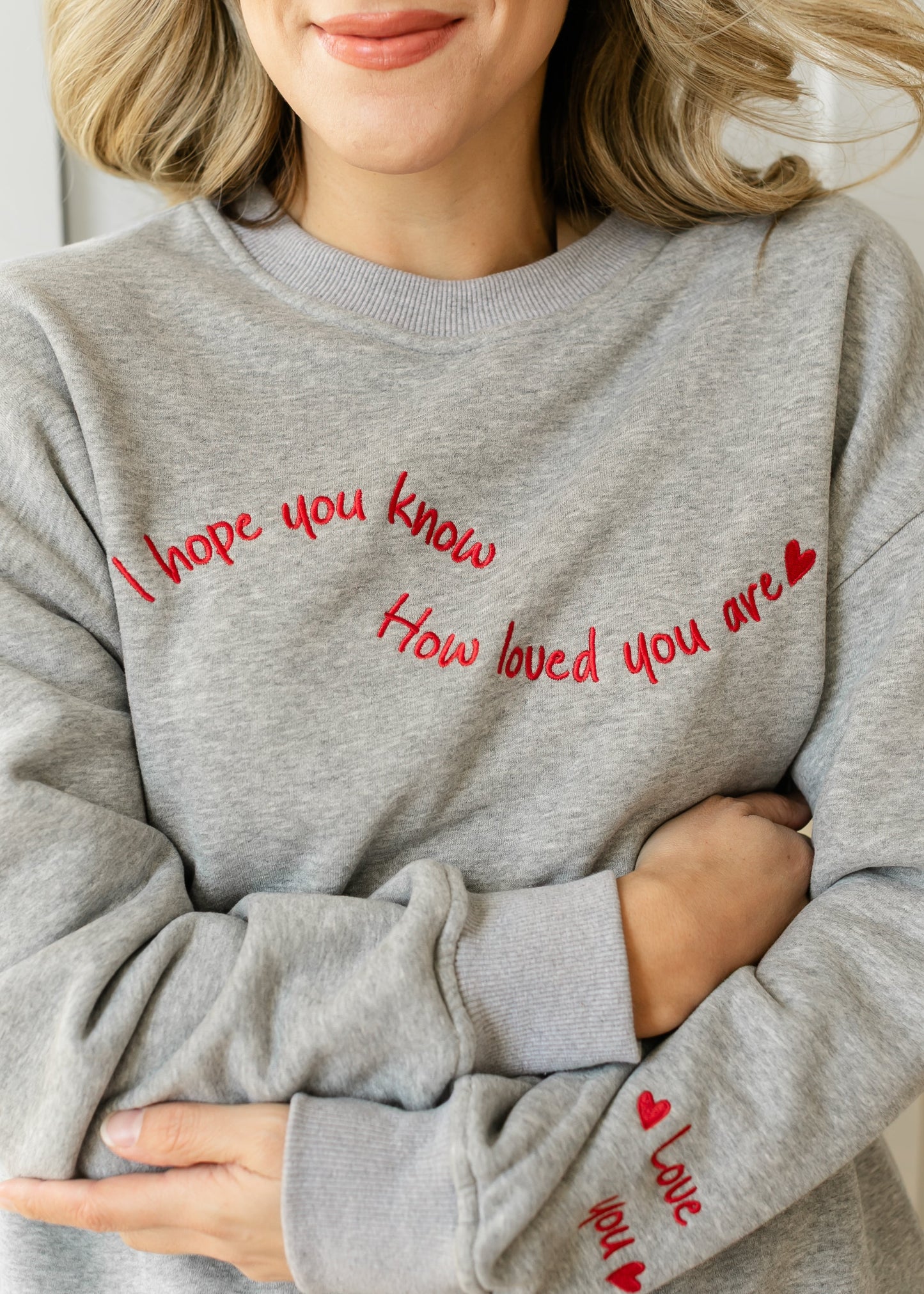 You Are Loved Embroidered Sweatshirt FF Tops