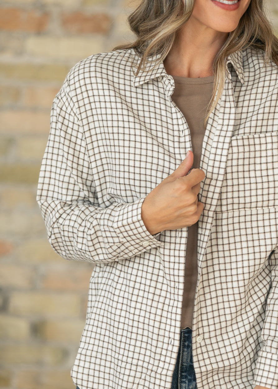 Z Supply® Frosted Pearl River Plaid Button Up Top FF Tops