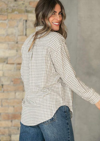 Z Supply® Frosted Pearl River Plaid Button Up Top FF Tops