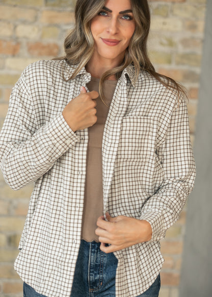 Z Supply® Frosted Pearl River Plaid Button Up Top FF Tops