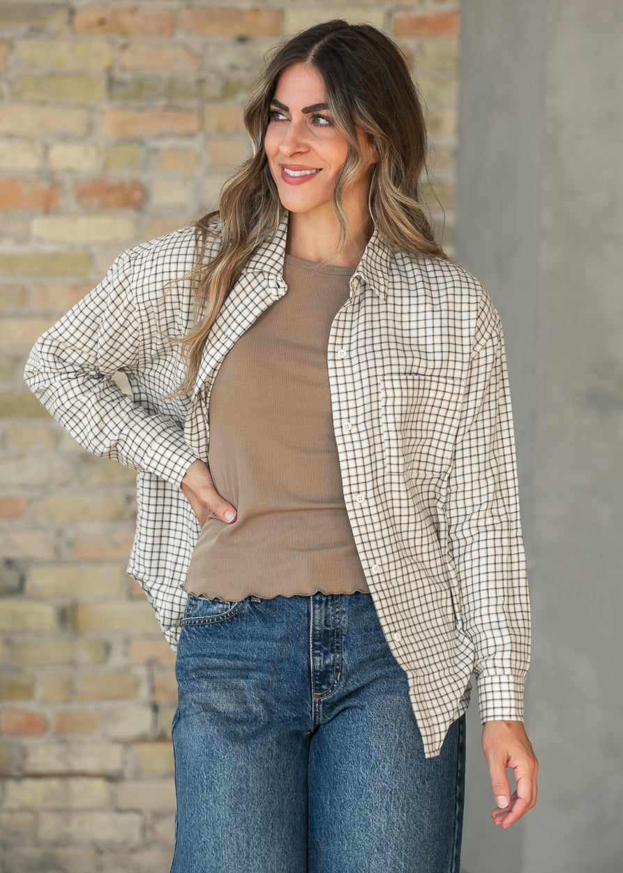 Z Supply® Frosted Pearl River Plaid Button Up Top FF Tops XS