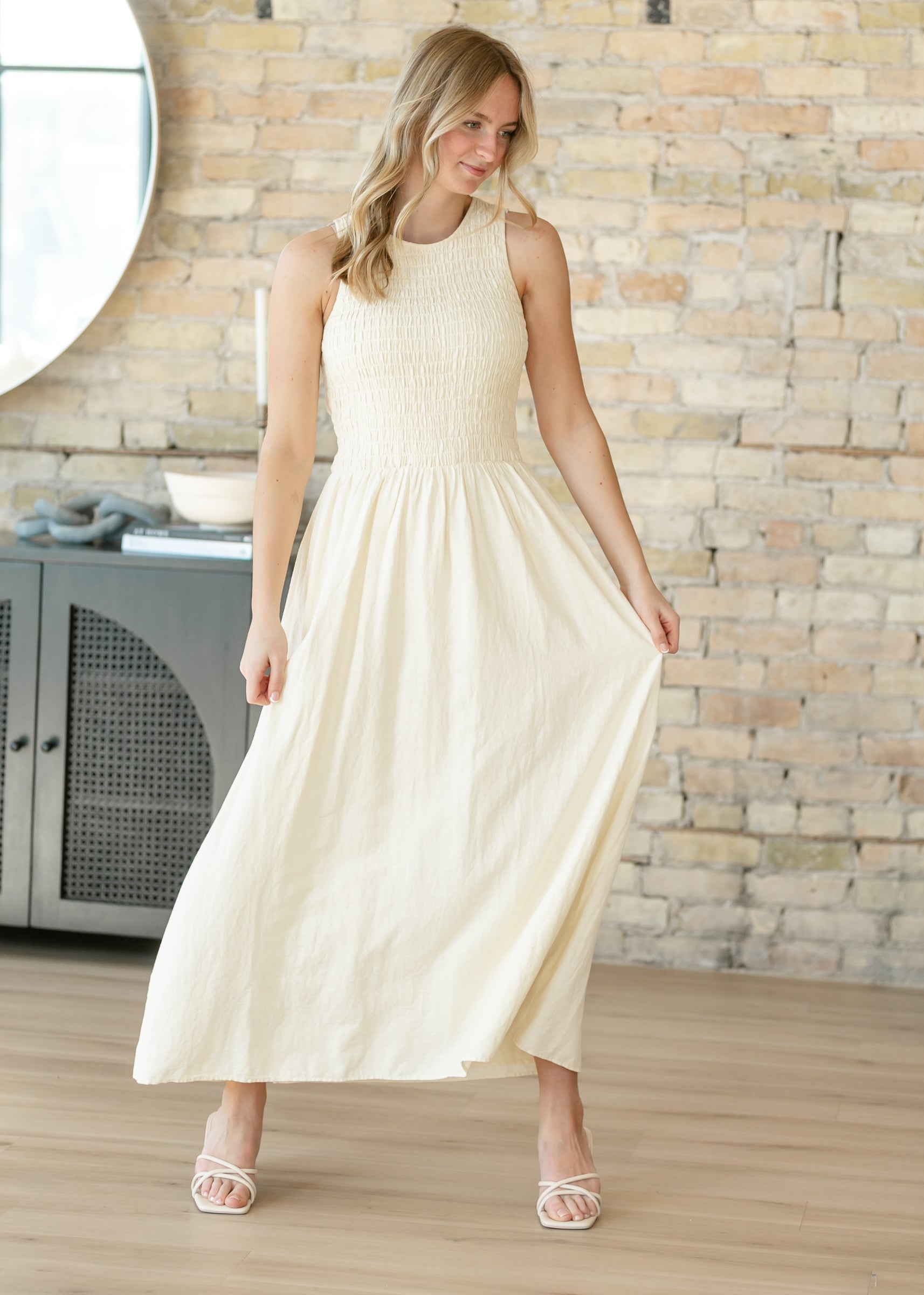 Z SUPPLY Women's Juniper Maxi Dress, Size Large, Pineapple White, Cotton