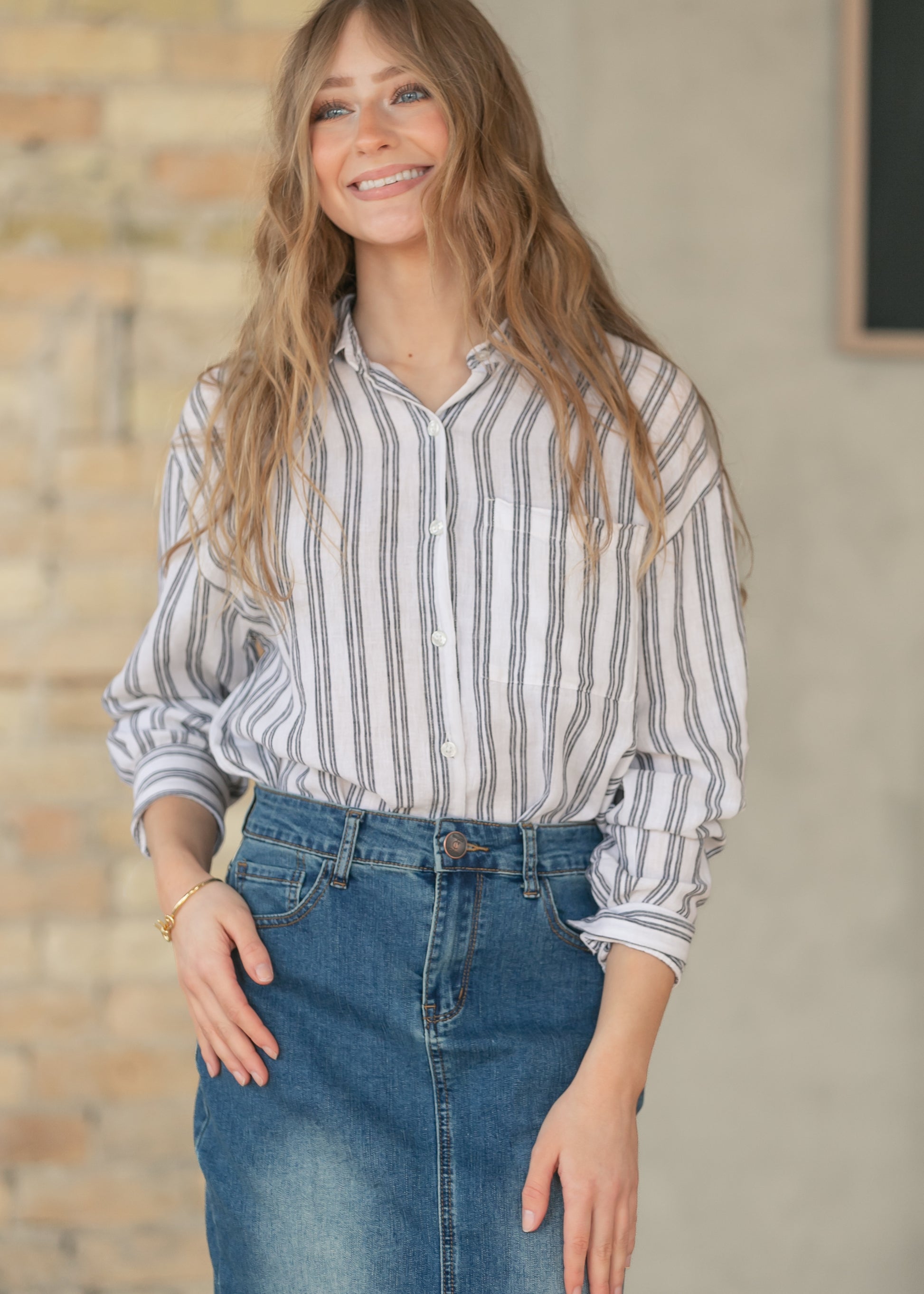 Z Supply® The Perfect Striped Button Up FF Tops