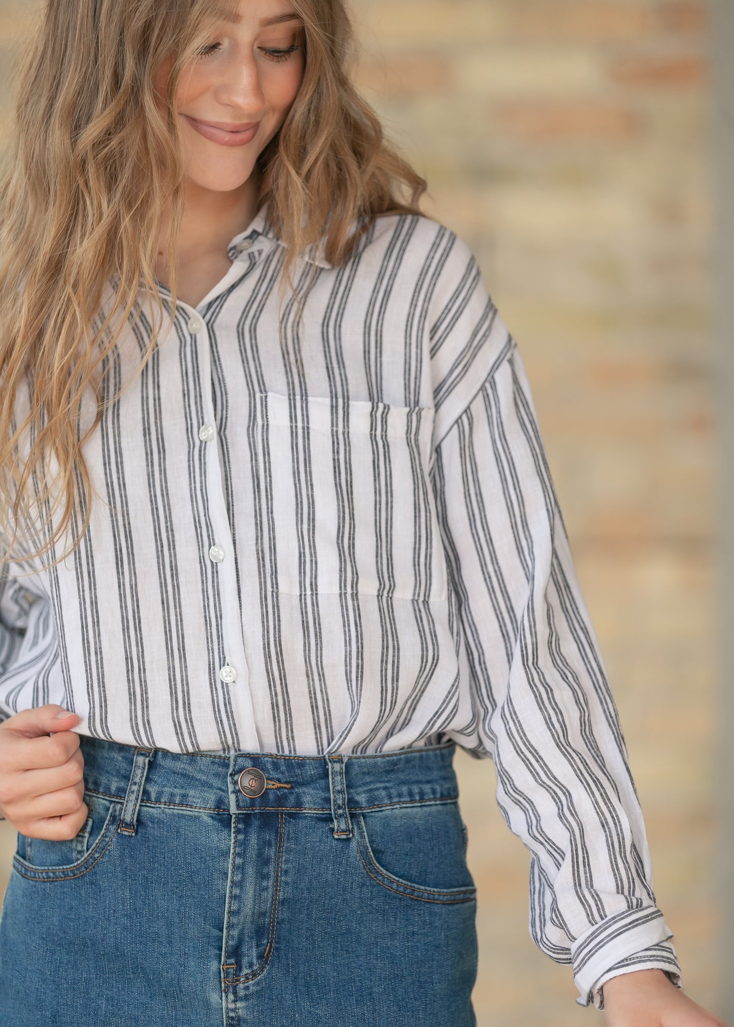 Z Supply® The Perfect Striped Button Up FF Tops