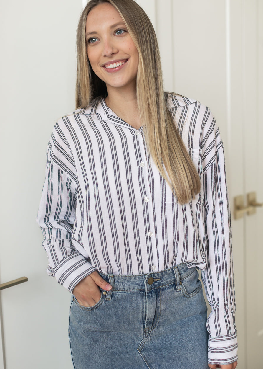 Z Supply® The Perfect Striped Button Up FF Tops