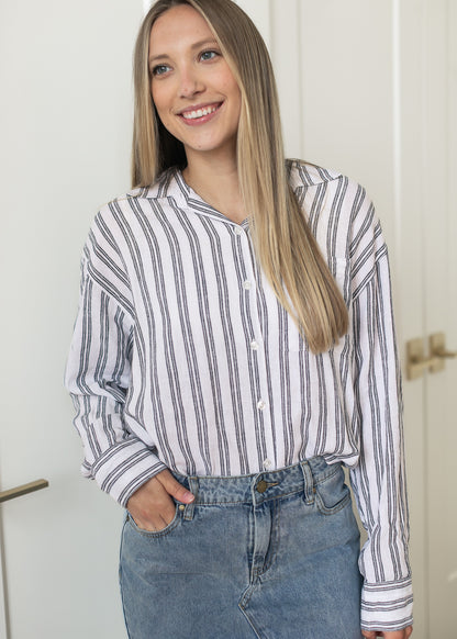 Z Supply® The Perfect Striped Button Up FF Tops
