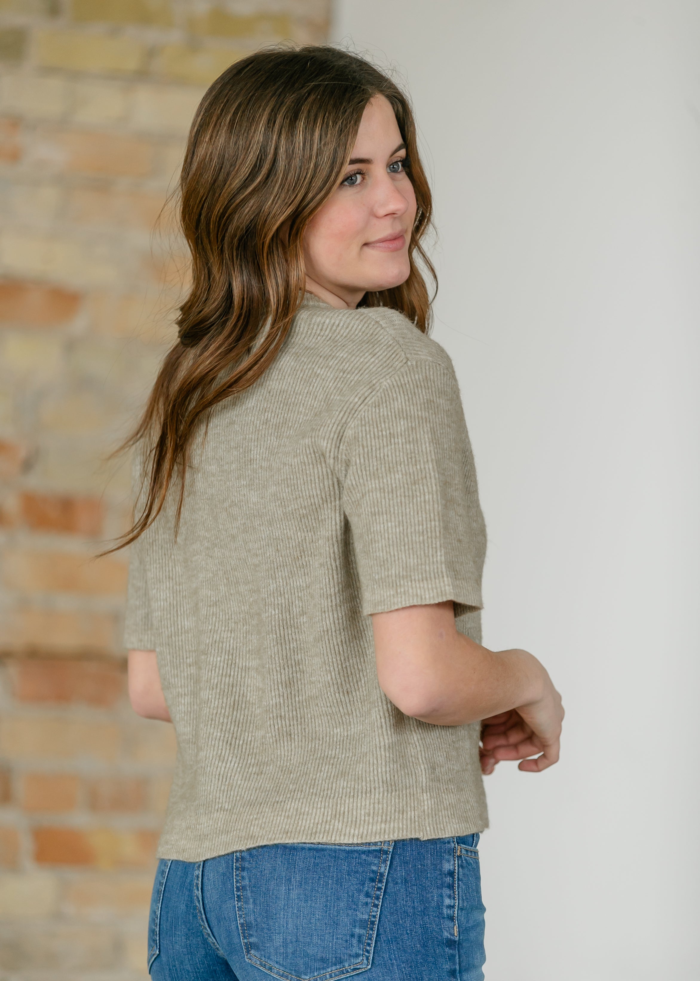 Taupe Short Sleeve Cardigan | Zadie | Inherit Co. – Inherit Co.