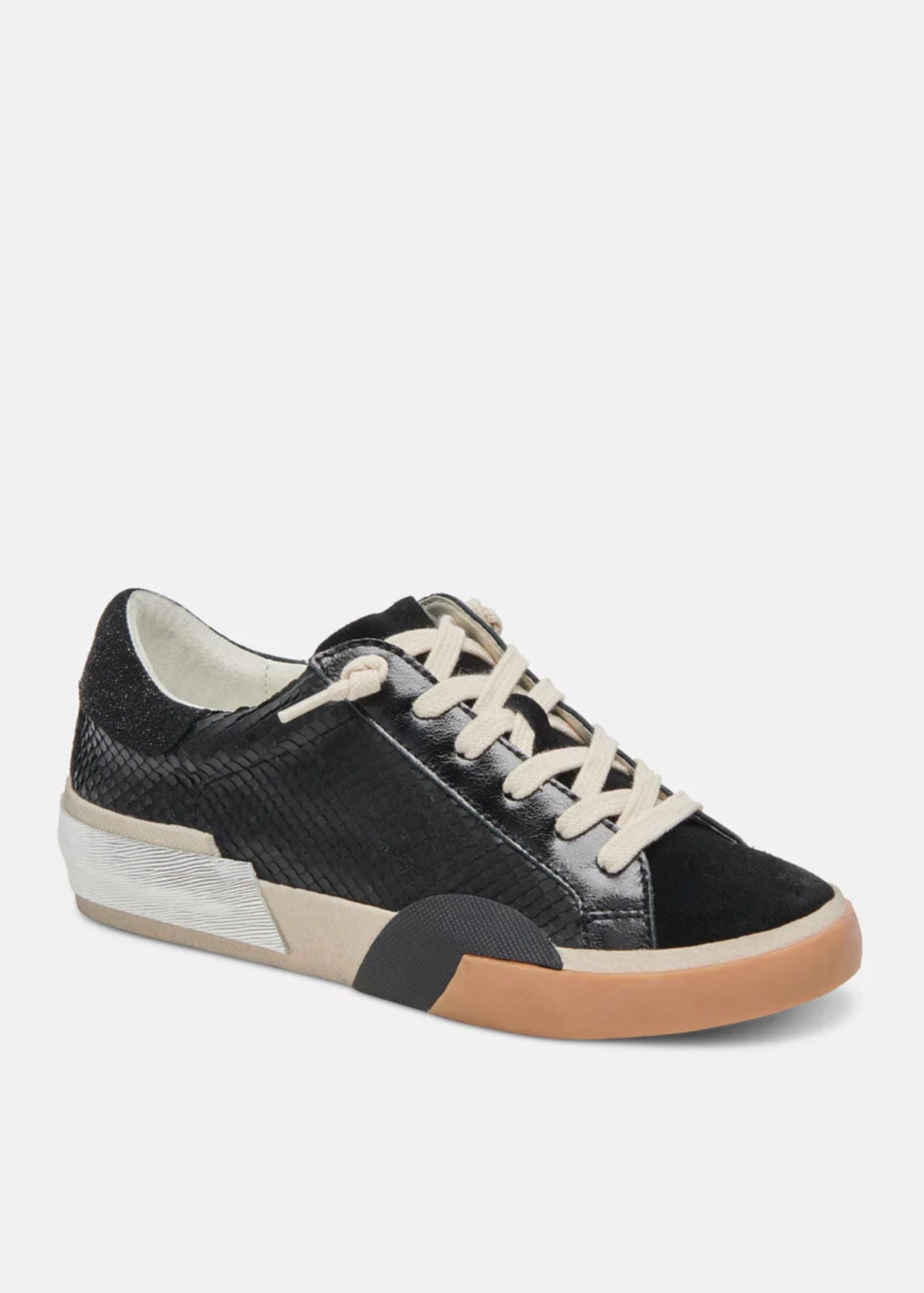 Zina Onyx Embossed Leather Sneaker Shoes