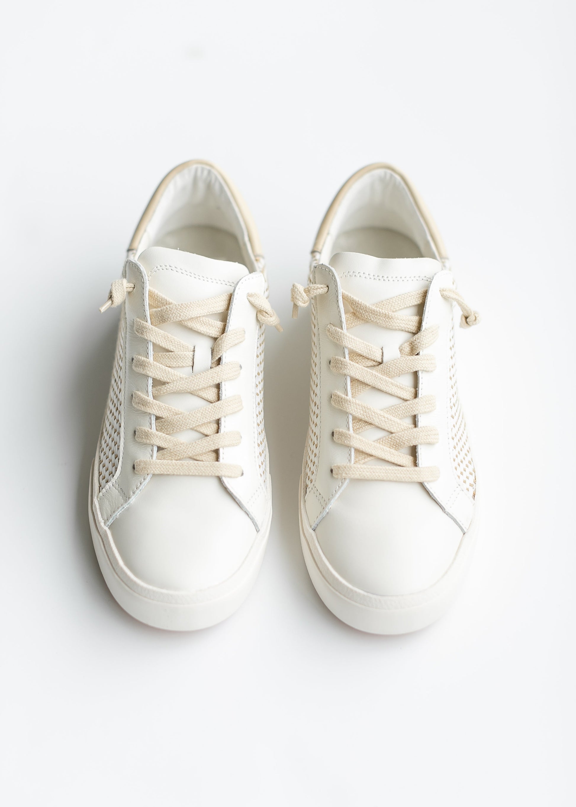 Zina Tan + Cream Raffia Sneaker Shoes