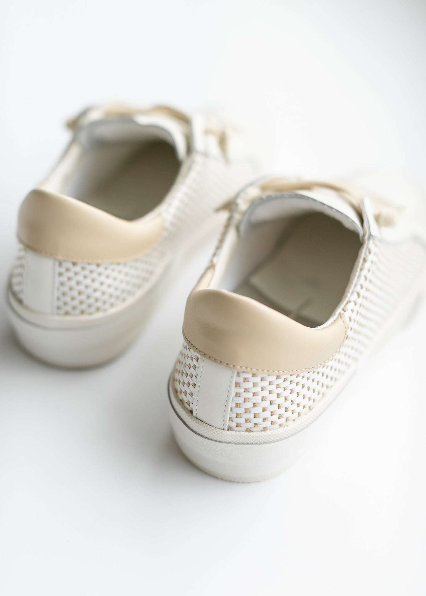 Zina Tan + Cream Raffia Sneaker Shoes