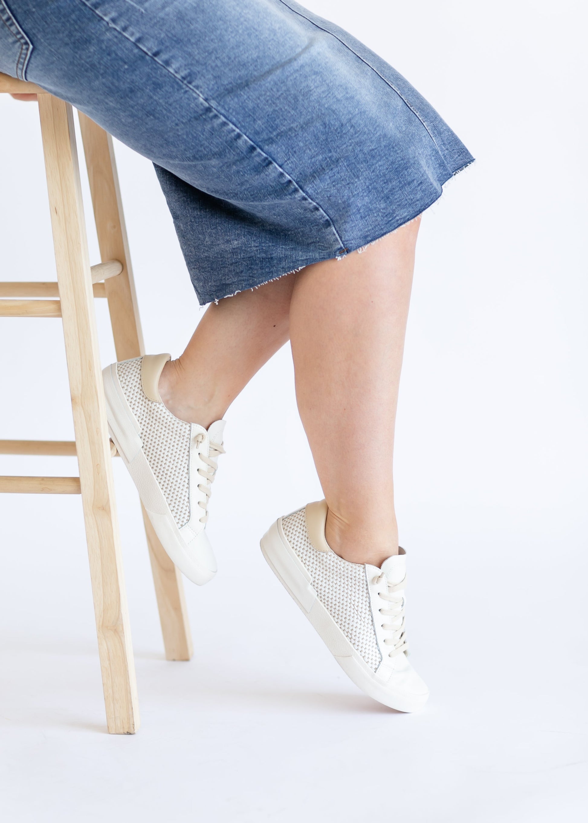 Zina Tan + Cream Raffia Sneaker Shoes