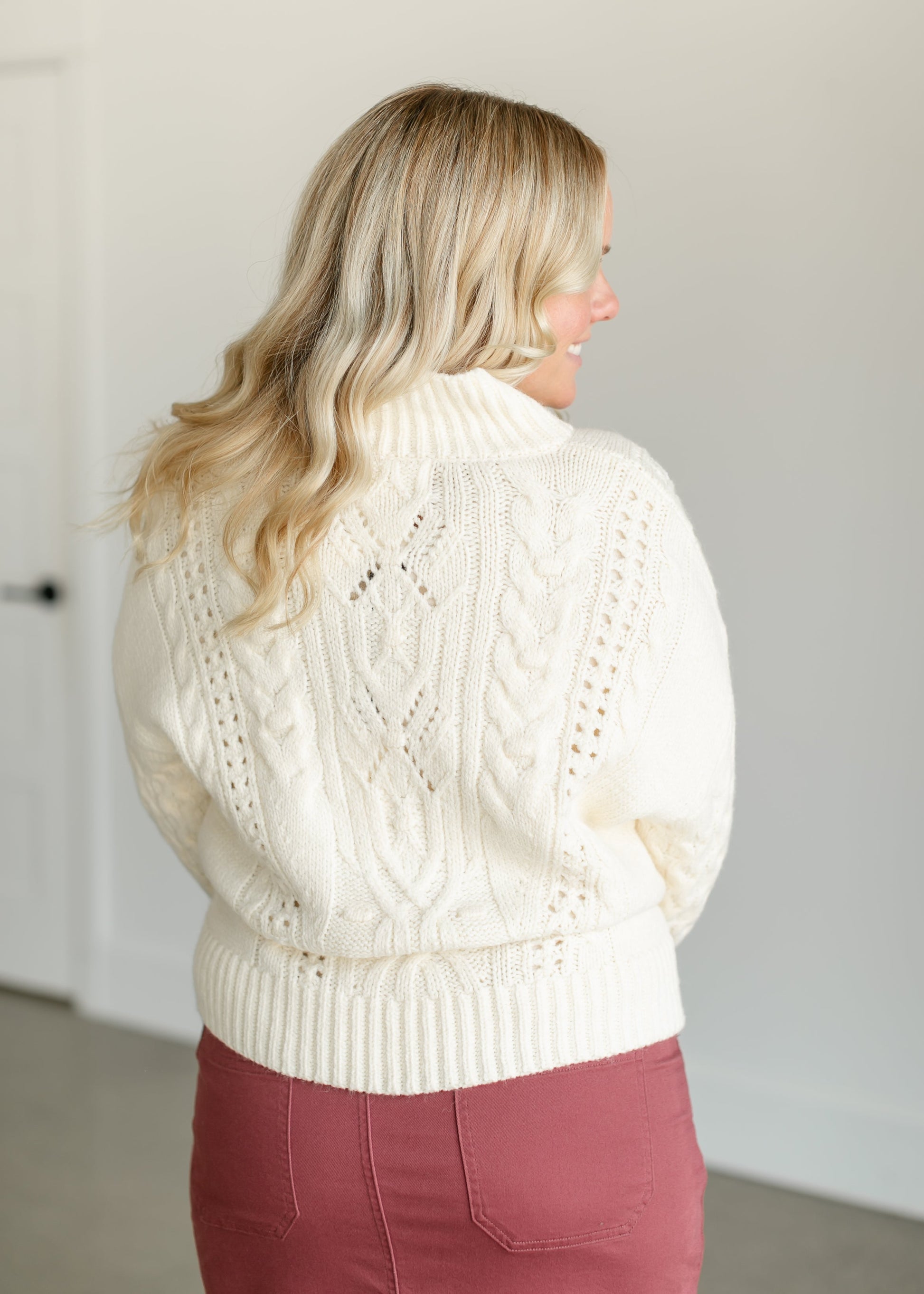 Zoe Quarter Zip Sweater FF Tops