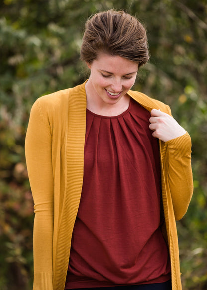 Scoop Neck Pleated Tank Top - FINAL SALE Tops Rust / S