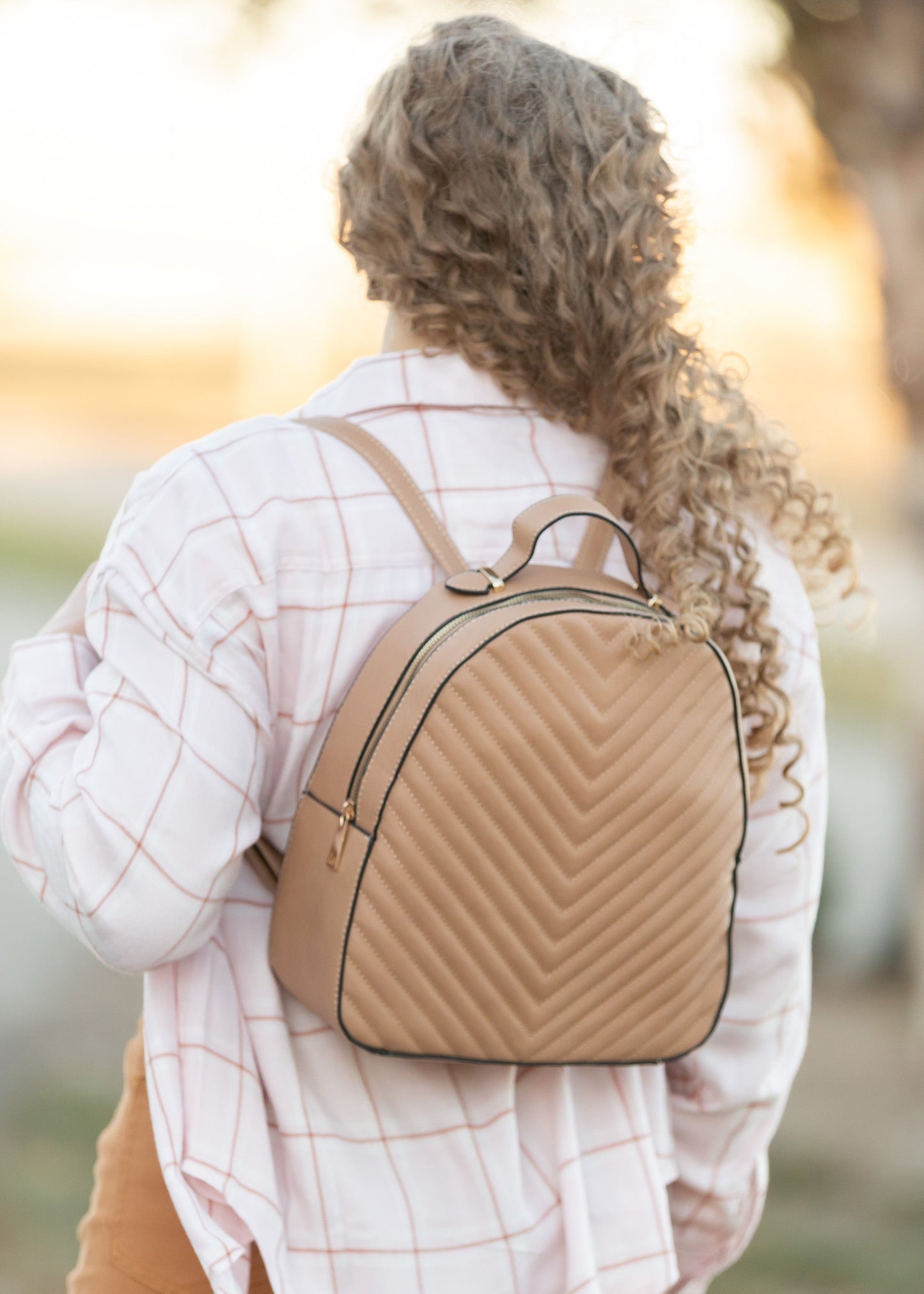 3 in 1 Patterned Backpack Accessories Taupe