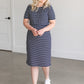 Kristen Short Sleeve Midi Dress Dresses Navy Stripe / XS