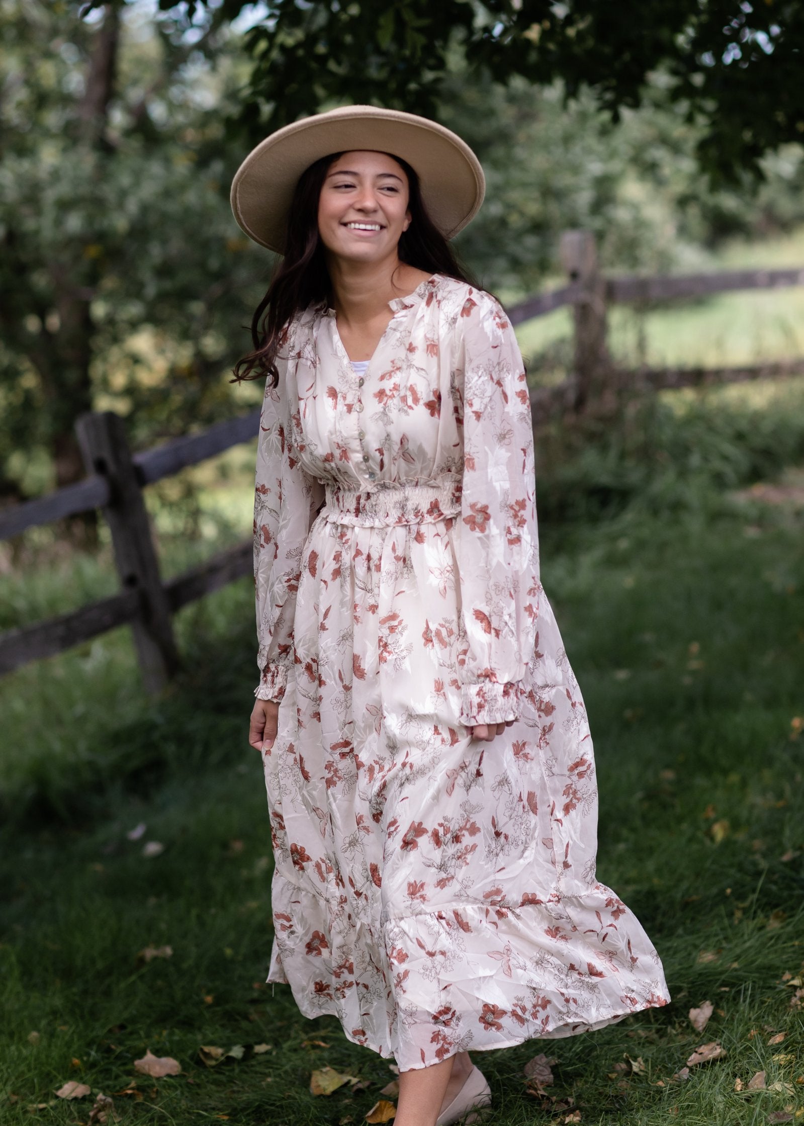 Smocked Detail V-Neck Floral Tiered Maxi Dress Dresses Polagram