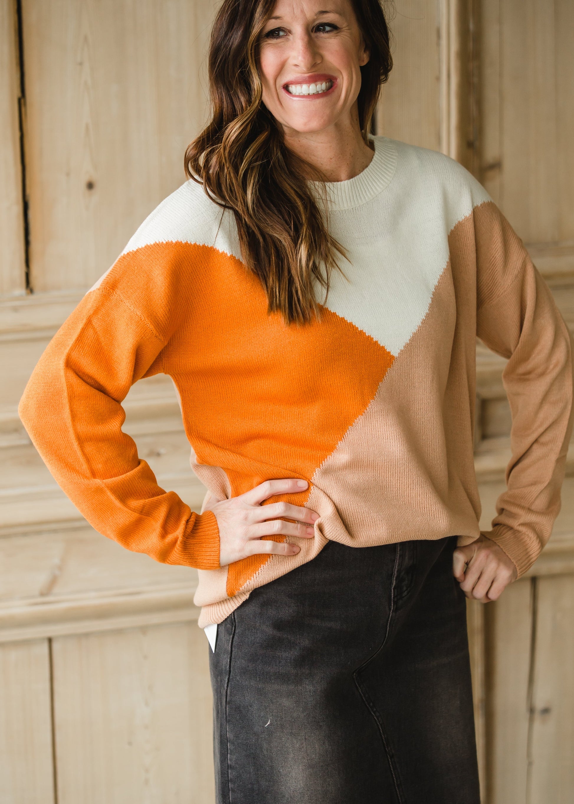 Abstract Orange Crew Neck Sweater - FINAL SALE Shirt