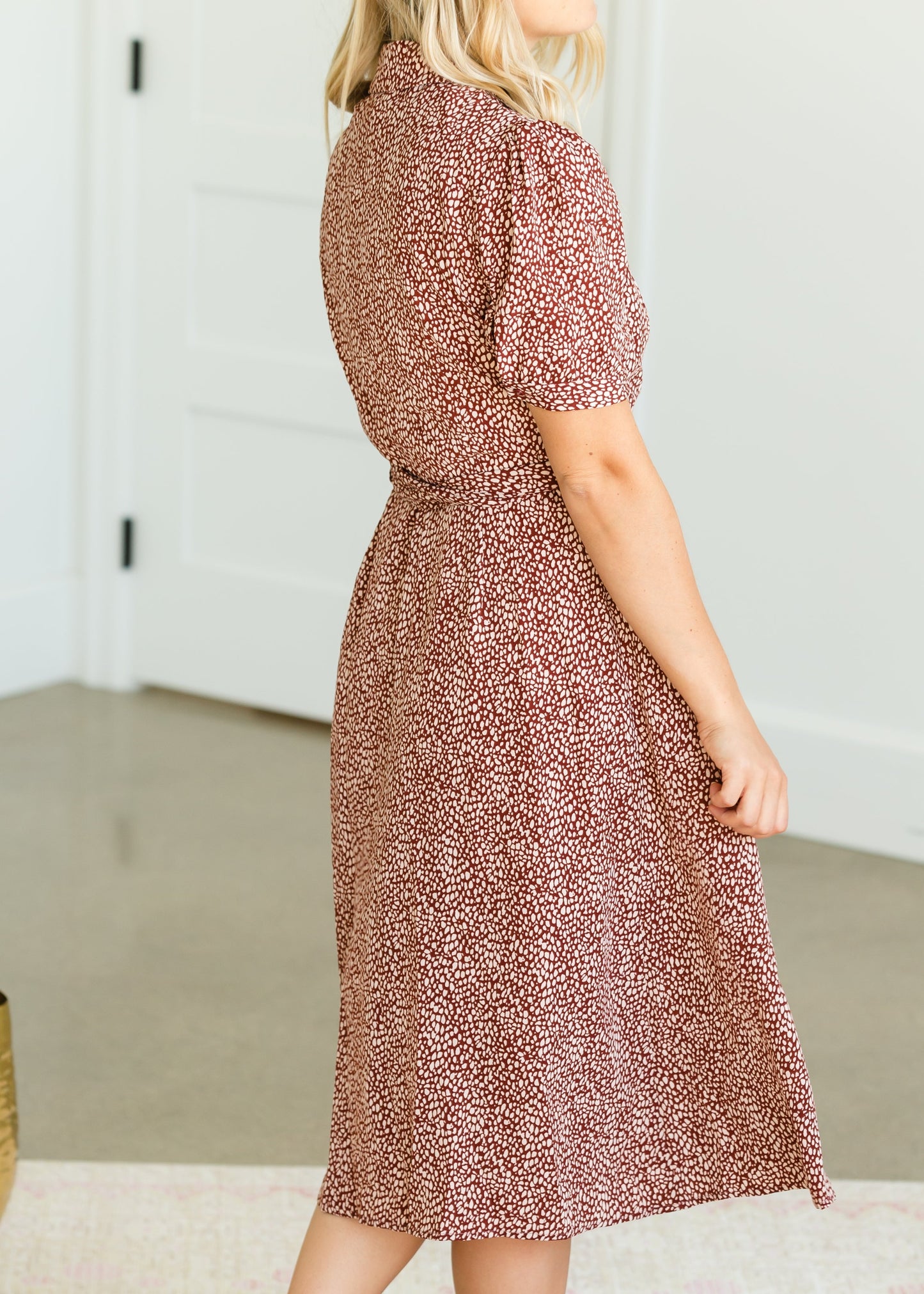 Abstract Print Tie Waist Midi Dress - FINAL SALE Dresses