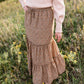 Adelaide Taupe Floral Tiered Maxi Skirt Skirts Inherit