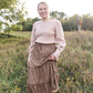 Adelaide Taupe Floral Tiered Maxi Skirt Skirts Inherit