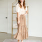 Adelaide Taupe Floral Tiered Maxi Skirt Skirts Inherit