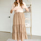Adelaide Taupe Floral Tiered Maxi Skirt Skirts Inherit