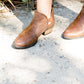 tan faux leather ladies bootie