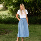 Adjustable Light Denim Cotton Midi Skirt - FINAL SALE Skirts One Size