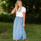 Adjustable Light Denim Cotton Midi Skirt - FINAL SALE Skirts One Size