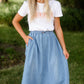 Adjustable Light Denim Cotton Midi Skirt - FINAL SALE Skirts One Size