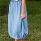 Adjustable Light Denim Cotton Midi Skirt - FINAL SALE Skirts One Size