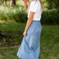 Adjustable Light Denim Cotton Midi Skirt - FINAL SALE Skirts One Size
