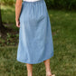 Adjustable Light Denim Cotton Midi Skirt - FINAL SALE Skirts One Size