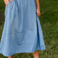 Adjustable Light Denim Cotton Midi Skirt - FINAL SALE Skirts One Size