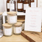hand poured soy candles in a clear jar with bamboo lid