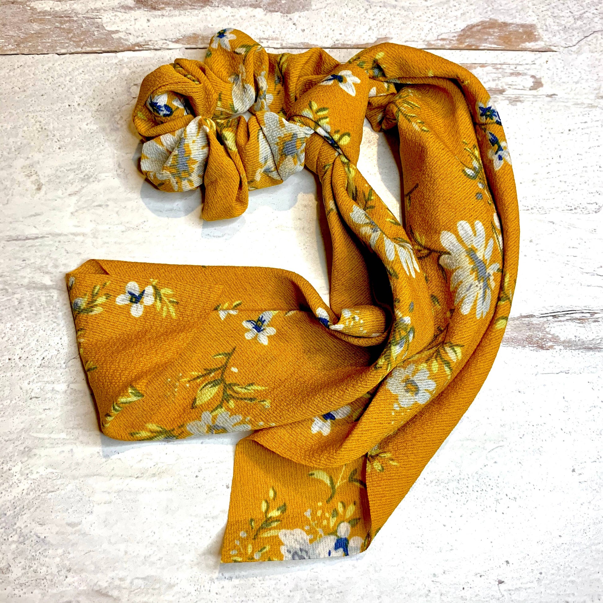 All Up In The Hair - Mustard Floral Scrunchie