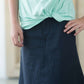 Modest girl's long navy skirt. A-line insert for a flowy, fun look.