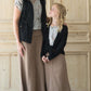 Modest girl's long khaki skirt. A-line insert for a flowy, fun look.