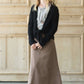 Modest girl's long khaki skirt. A-line insert for a flowy, fun look.