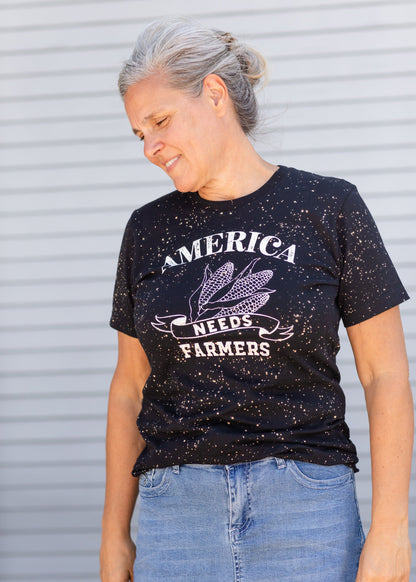 America Needs Farmers T-Shirt Tops Black / S