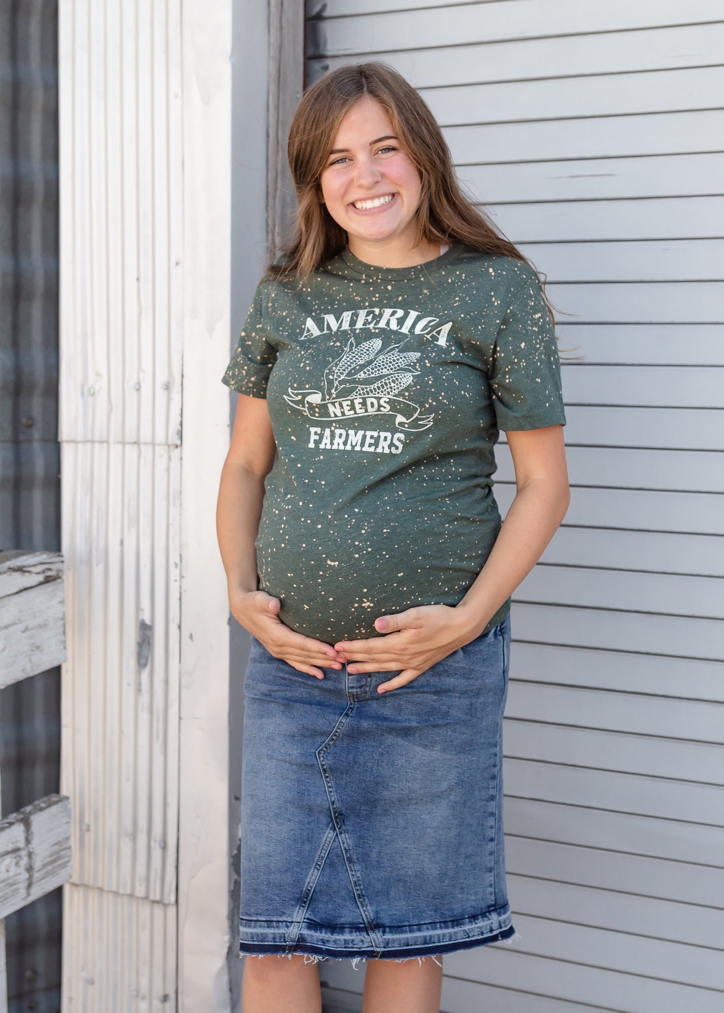 America Needs Farmers T-Shirt Tops Green / S