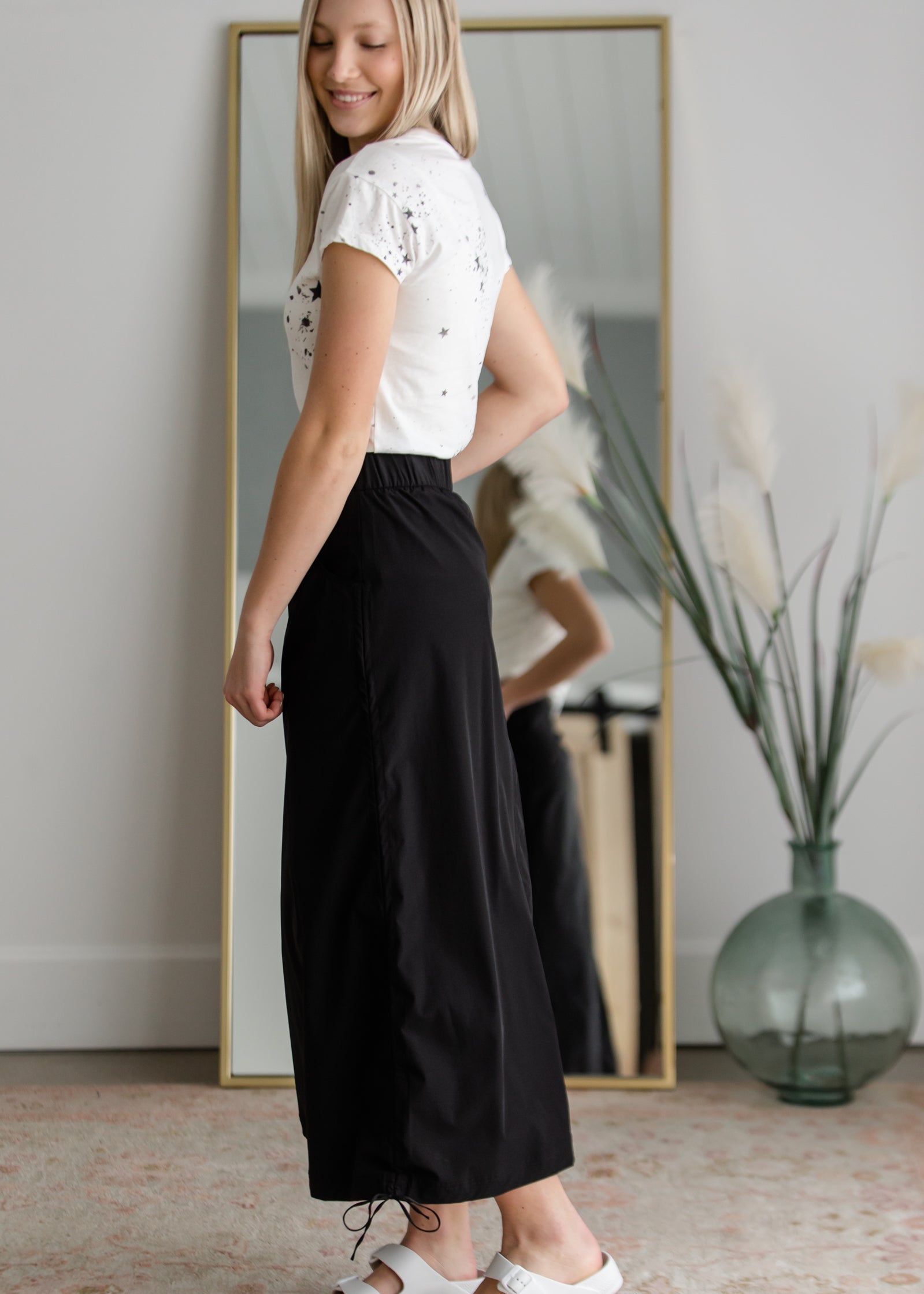 Anika Black Side Cinch Hiking Maxi Skirt Skirts Inherit