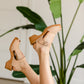 Anja Natural Wood Peeptoe Clogs Shoes MIA