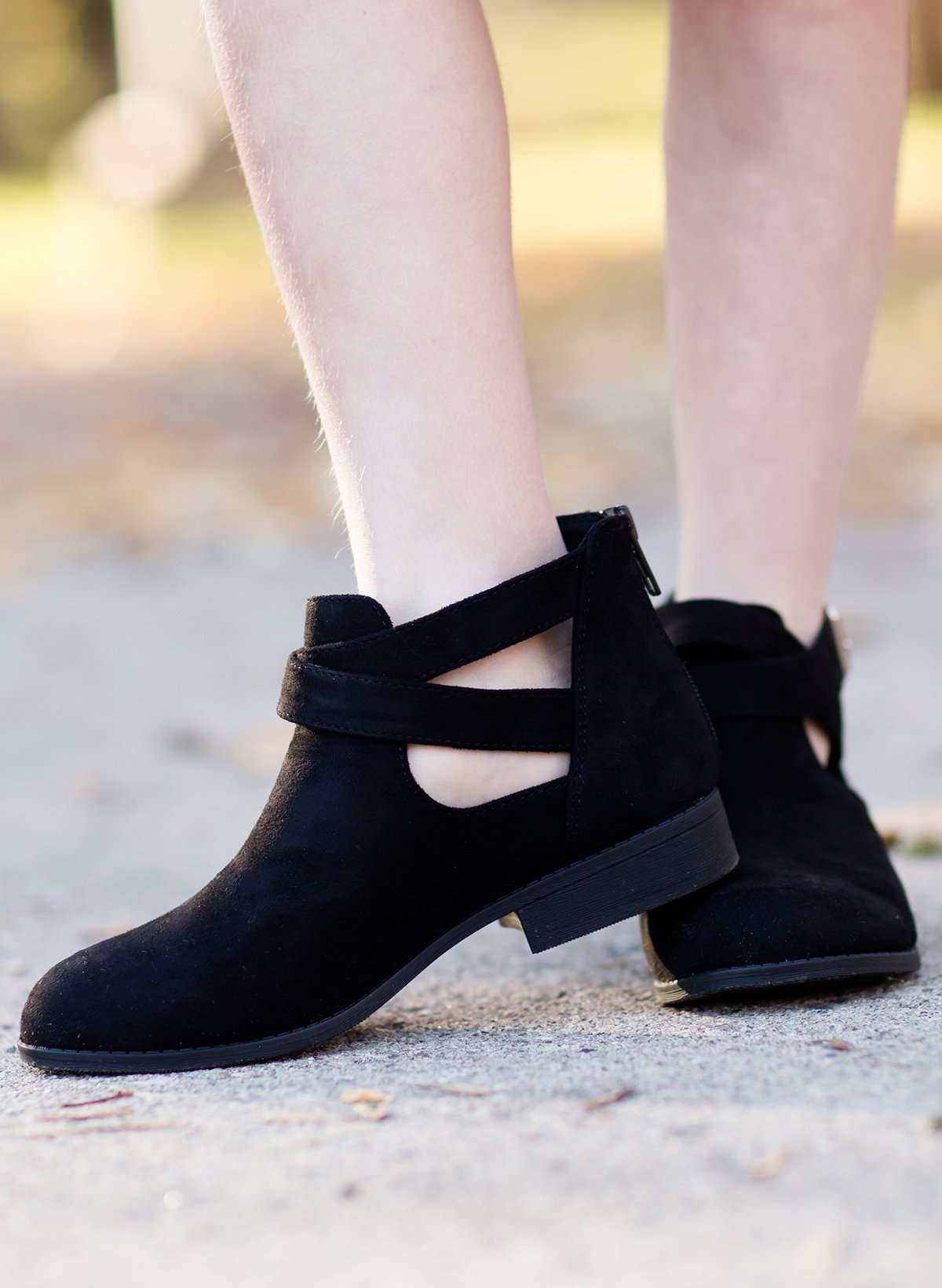 Girls modest black and mauve ankle boots with side cut outs and silver buckles with a 3/4" heel.