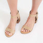 Taupe ankle strap block heel