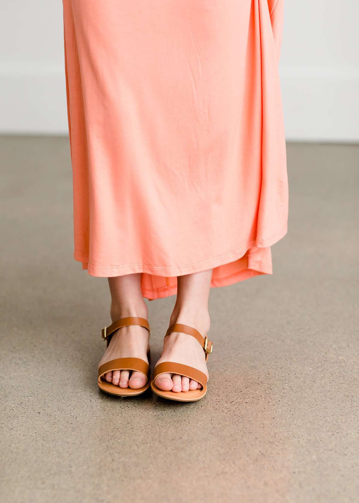Girls ankle strap dress sandal in a tan color