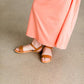 Girls ankle strap dress sandal in a tan color