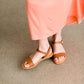 Girls ankle strap dress sandal in a tan color