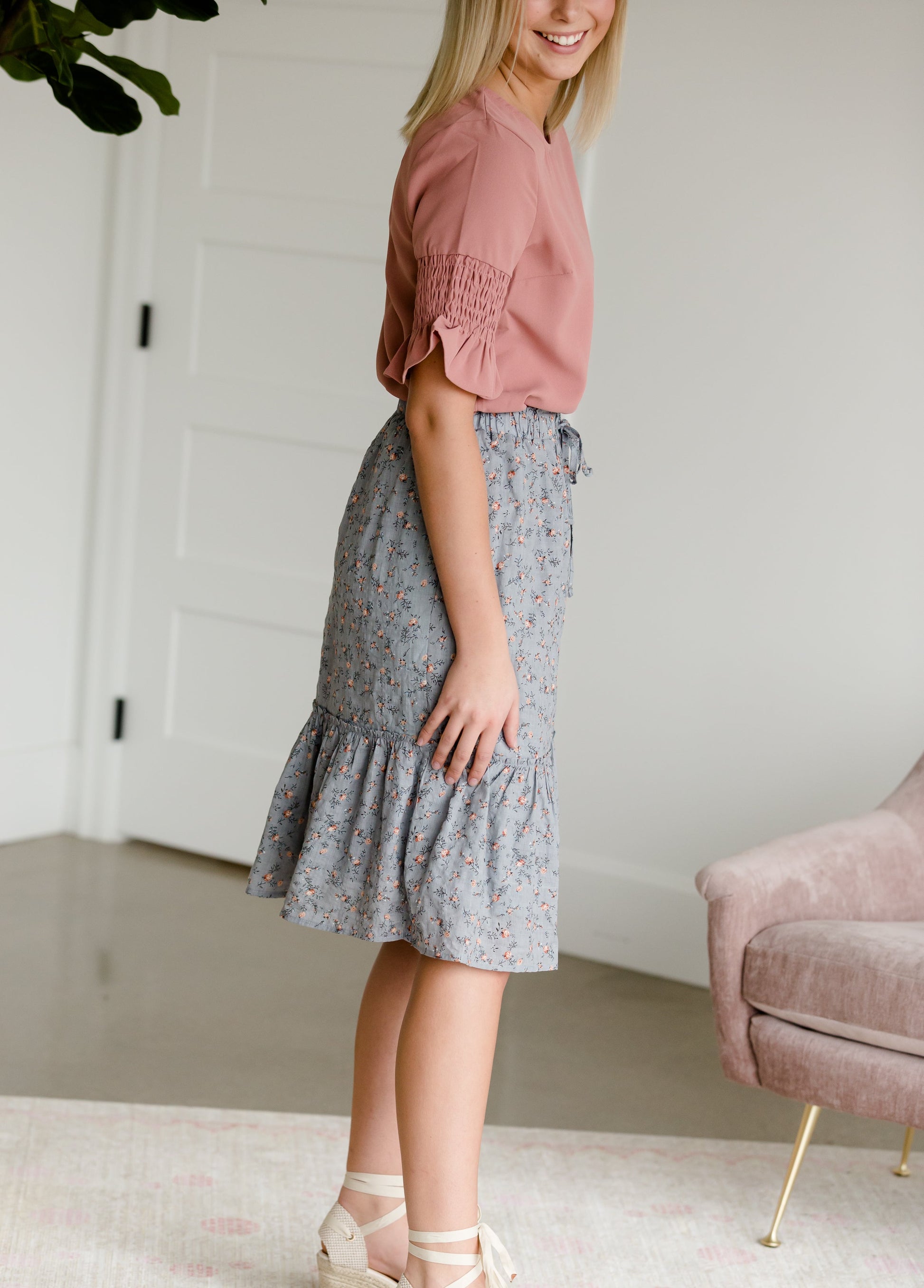 Antique Floral Flowy Midi Skirt - FINAL SALE Skirts